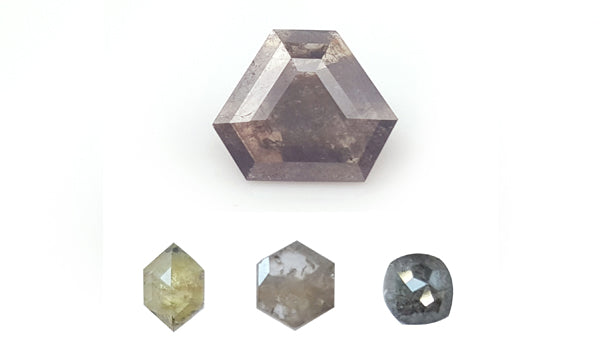 Peper en zout diamanten, grijze diamant en gele diamant