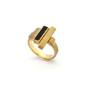 Geelgouden Statement Ring met Ebbenhout