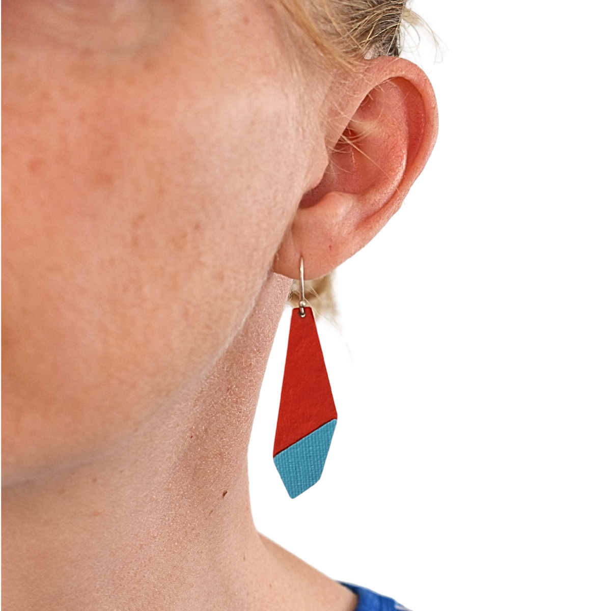Stropdas Oorbel Rood- Donkerblauw