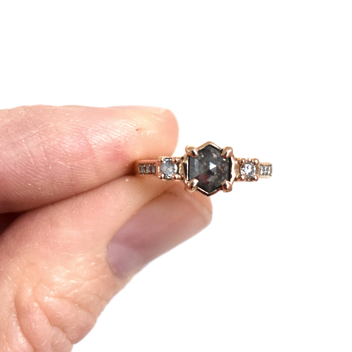 Peper en Zout diamant verlovingsring