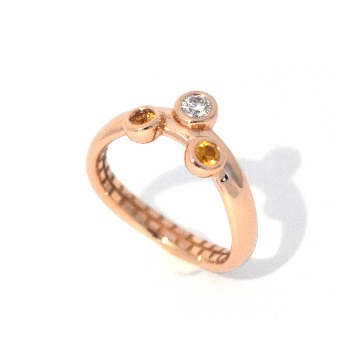 Verlovingsring Roodgoud Gele Saffier en Diamant