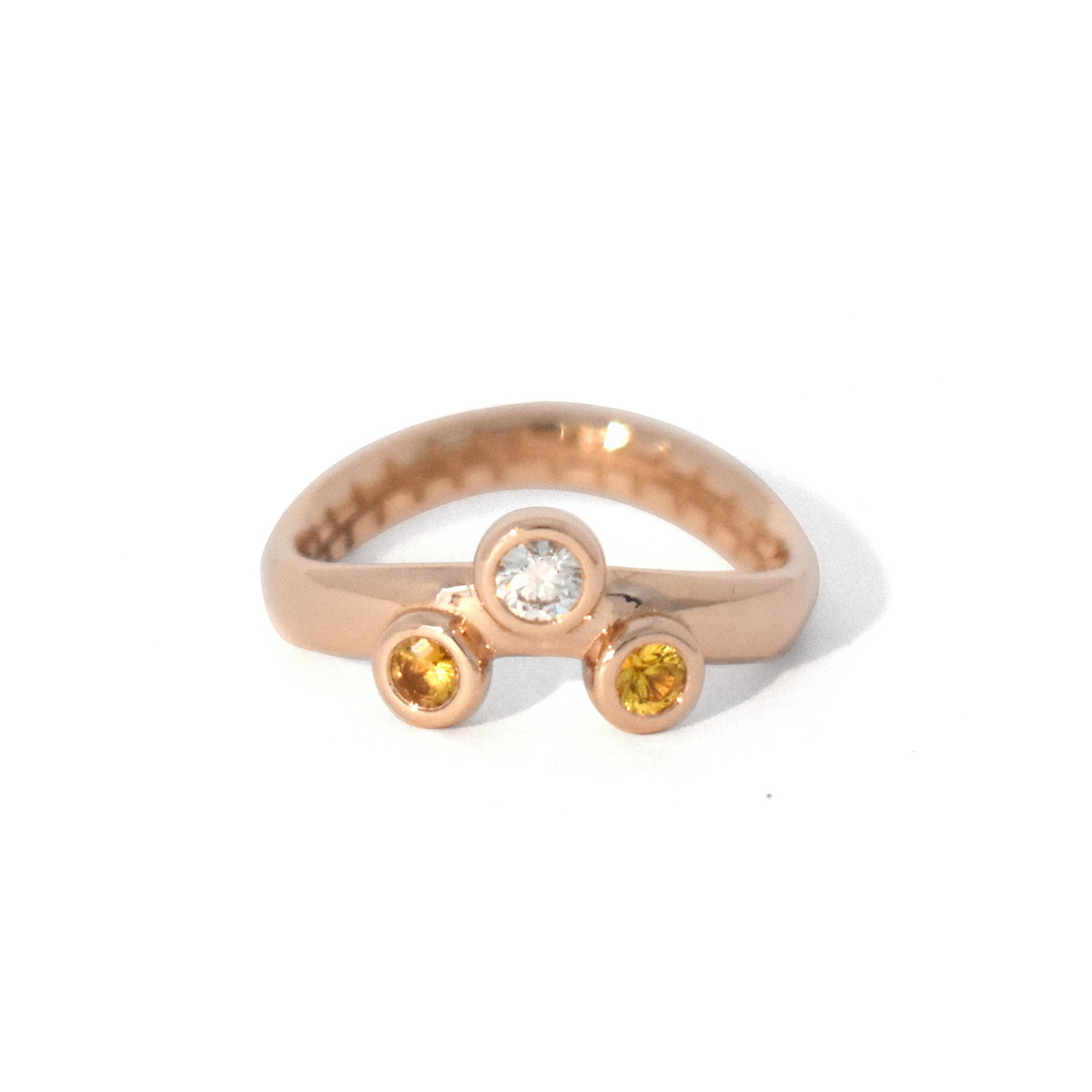 Verlovingsring Roodgoud Gele Saffier en Diamant
