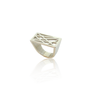 statement ring, grafische ring, geometrische ring, design sieraden, design ring, zilveren design ring